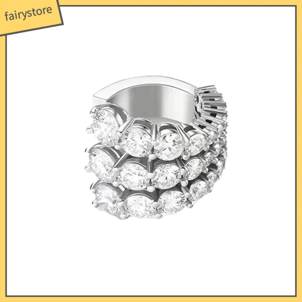 [FRO] 1 Khuyên Tai Dạng Kẹp Thiết Kế Kim Cương Giả Lấp Lánh Nhiều Lớp Dễ Phối Đồ Màu Sắc Sống Động Không Cần Khoan Lỗ Thích Hợp Làm Quà Tặng Trang Sức Nữ