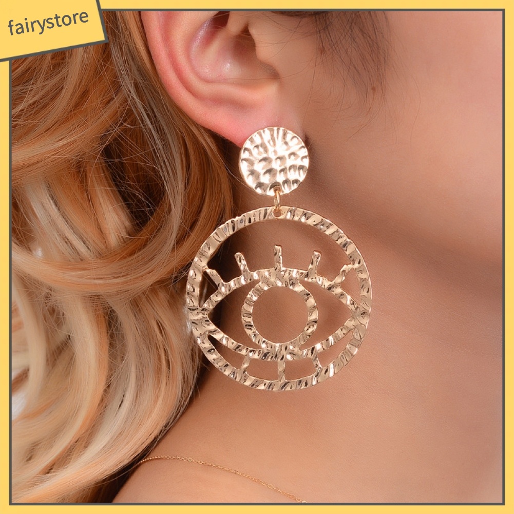 Bông Tai Hình Đôi Mắt Thiết Kế Đục Lỗ Thời Trang Cho Nữ