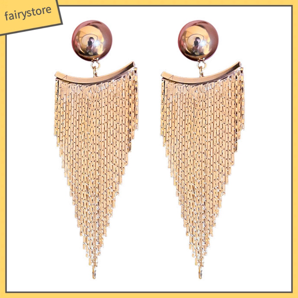 1 Đôi Bông Tai Tua Rua Dáng Dài Sang Trọng Thời Trang