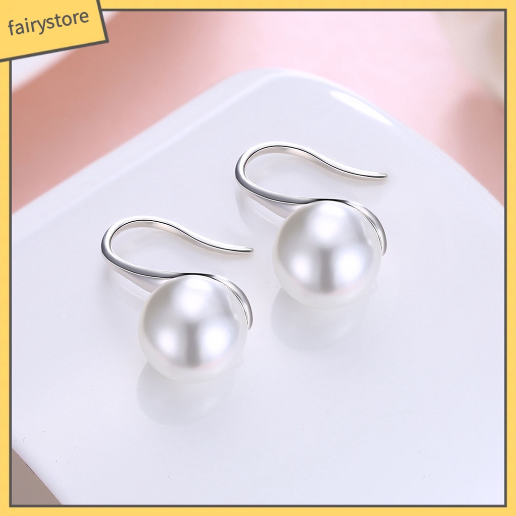 1 Đôi Bông Tai Bạc 925 Đính Ngọc Trai Giả Kiểu Dáng Đơn Giản Dành Cho Nữ