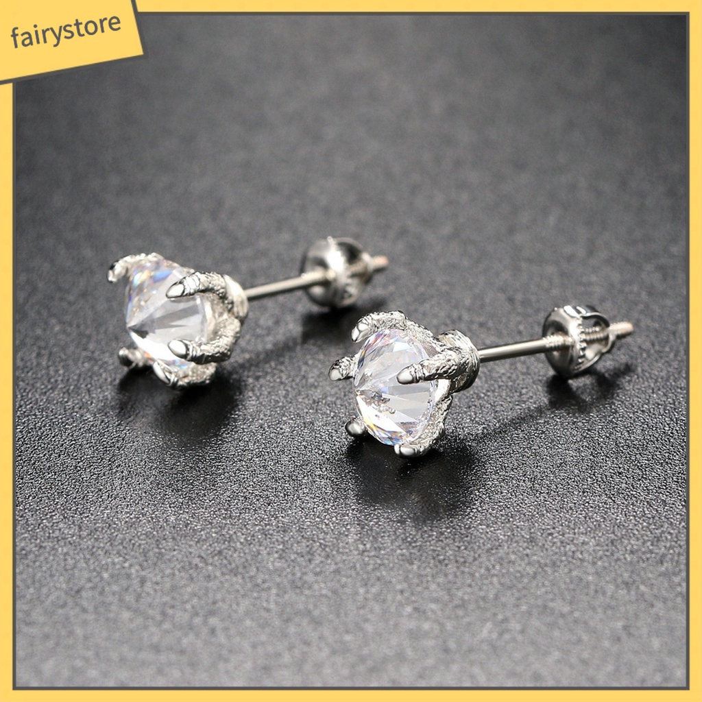 1 Đôi Bông Tai Hình Móng Vuốt Đính Ngọc Trai Nhân Tạo Phong Cách Hip Hop Dành Cho Nam Nữ