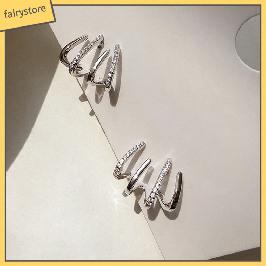 1 Đôi Bông Tai 4 Móng Vuốt Đính Đá Lấp Lánh Phong Cách Hàn Quốc Dành Cho Nữ