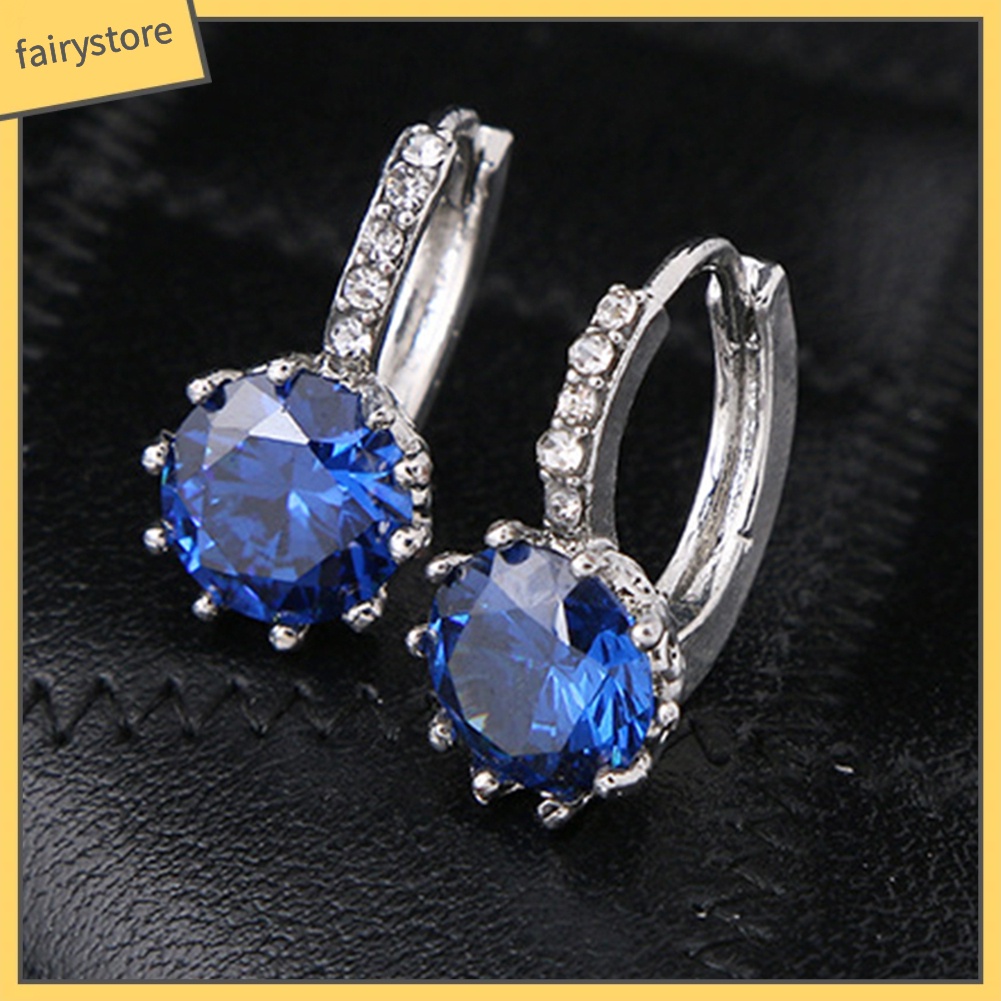 Khuyên Tai Tròn Đính Đá Zircon Thời Trang Cho Nữ