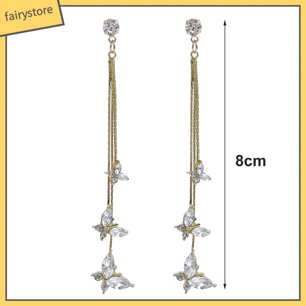 1 Đôi Bông Tai Hình Bướm Đính Pha Lê Giả Lấp Lánh Dành Cho Nữ