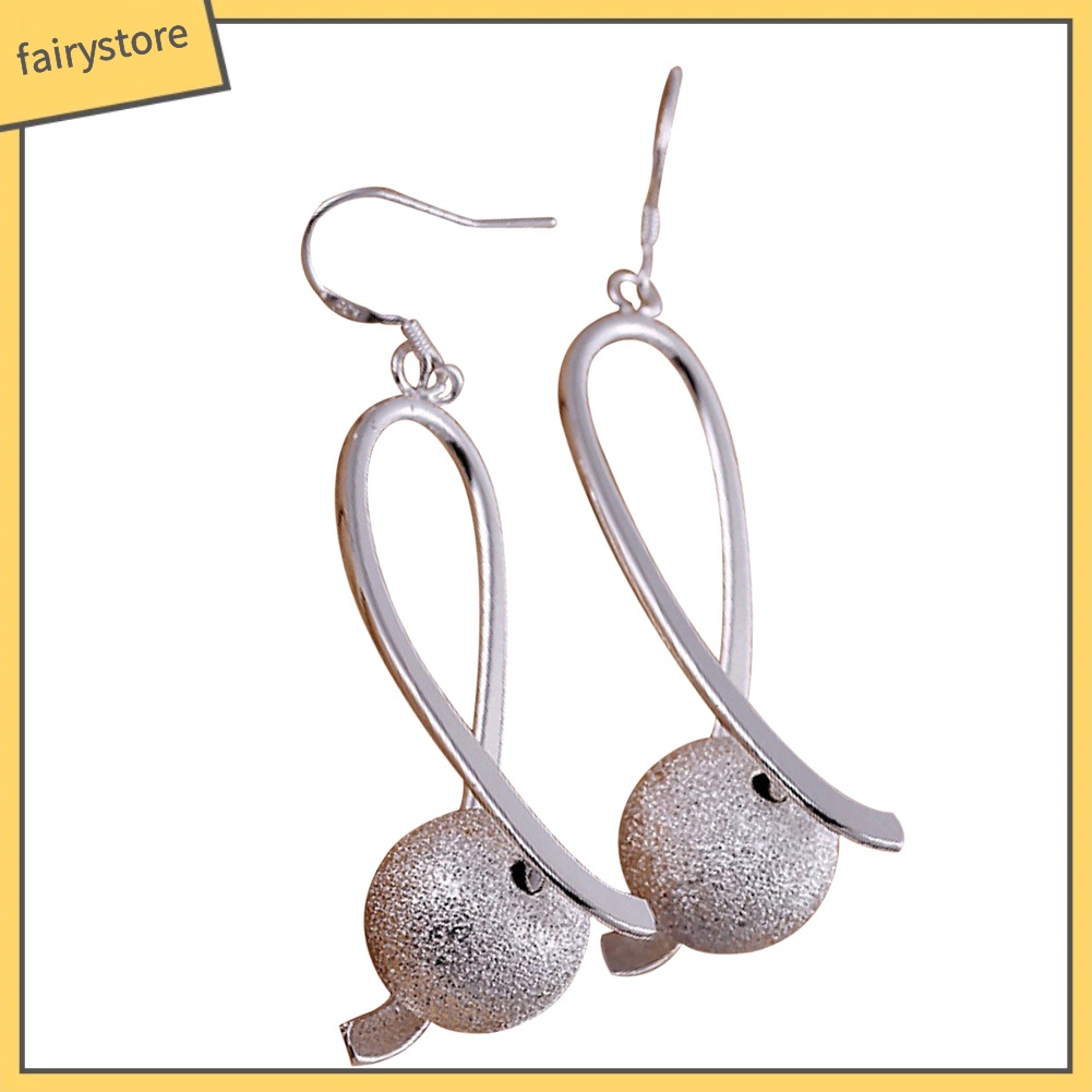 Bông Tai Mạ Bạc Dạng Móc Đính Hạt Thanh Lịch Cho Nữ