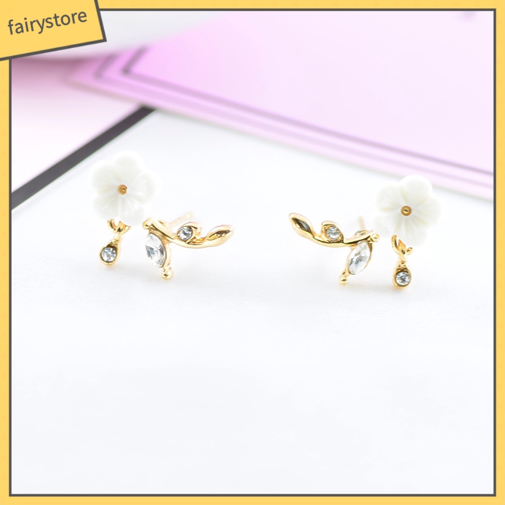 [FRO] Bông Tai Hình Hoa Lá Đính Kim Cương Giả Bằng Hợp Kim Xinh Đẹp Cho Cuộc Sống Hàng Ngày