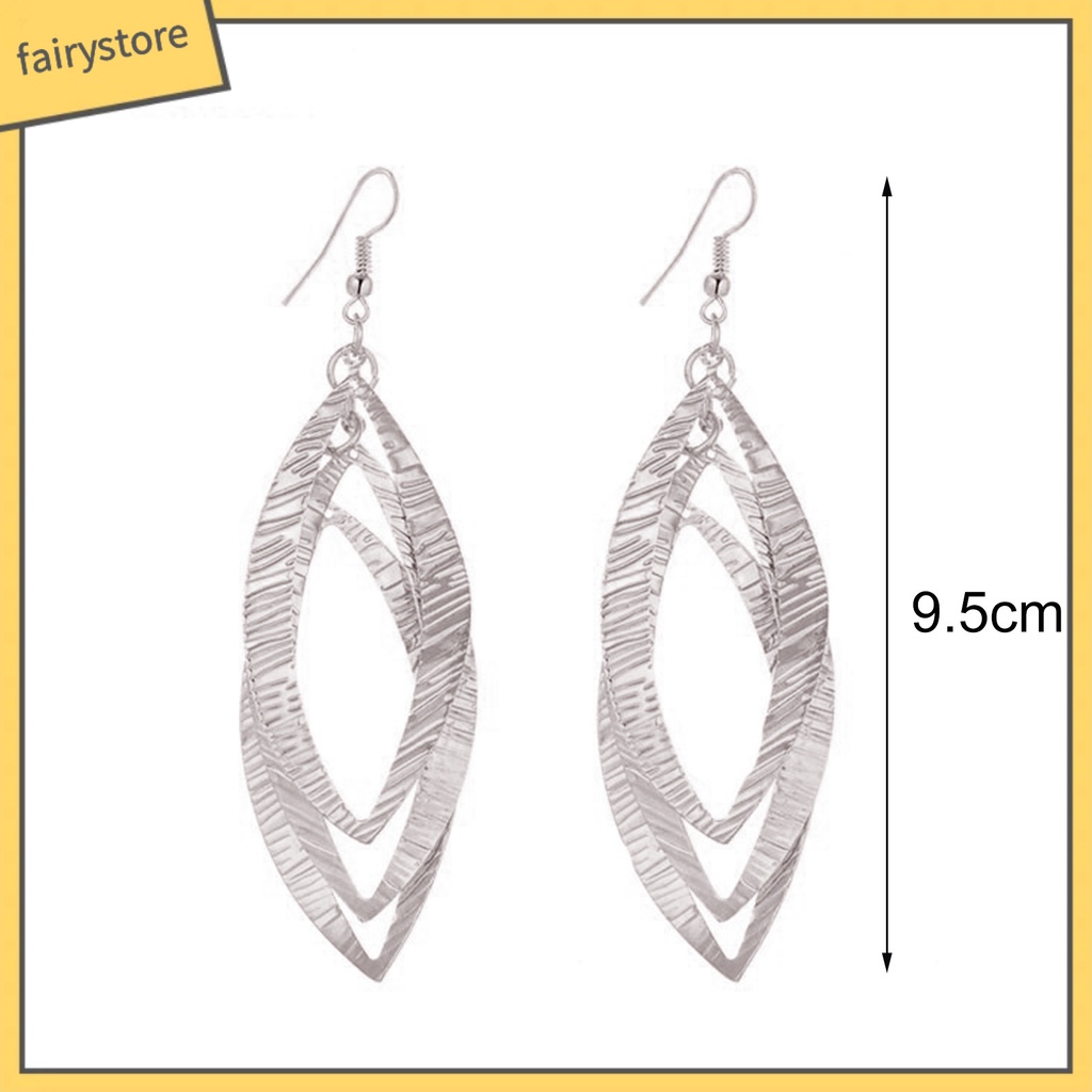 1 Đôi Bông Tai Dáng Dài Hình Chiếc Lá Bằng Hợp Kim Thân Thiện Với Da Chống Mòn Thời Trang Cho Nữ