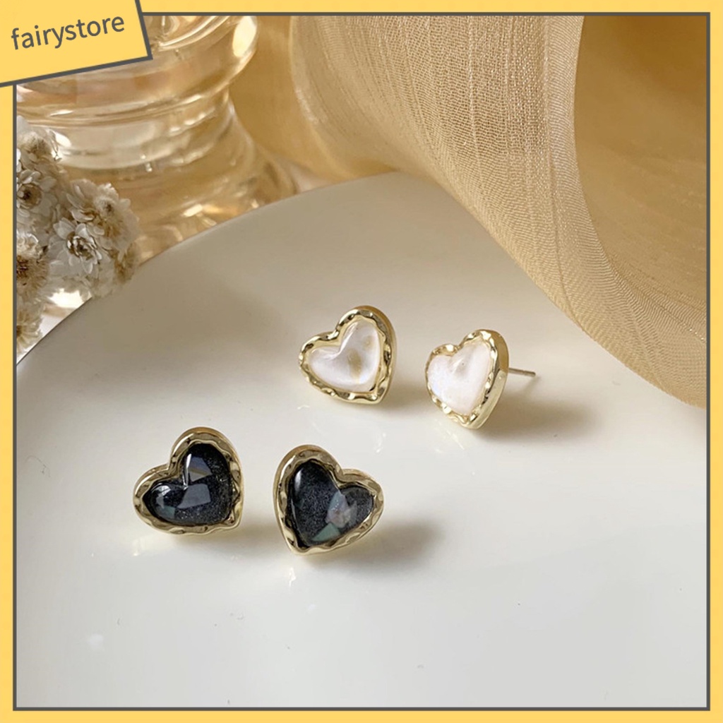 1 Đôi Bông Tai Hình Trái Tim Mạ Điện Phong Cách Hàn Quốc Dành Cho Nữ