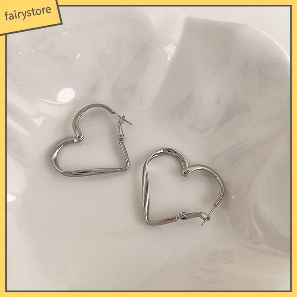 1 Đôi Bông Tai Hình Tròn / Trái Tim Thời Trang Quyến Rũ Cho Nữ