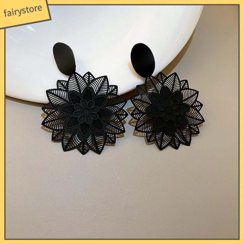 1 Đôi Bông Tai Hình Hoa Rỗng Phong Cách Vintage Dành Cho Nữ