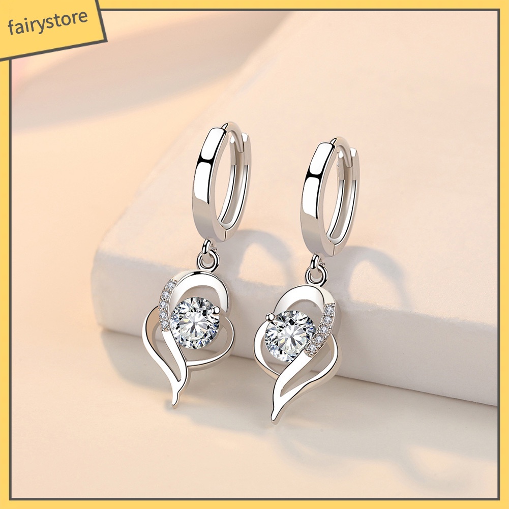 Bông Tai Hình Trái Tim Xoắn Đính Đá Thời Trang Dành Cho Nữ