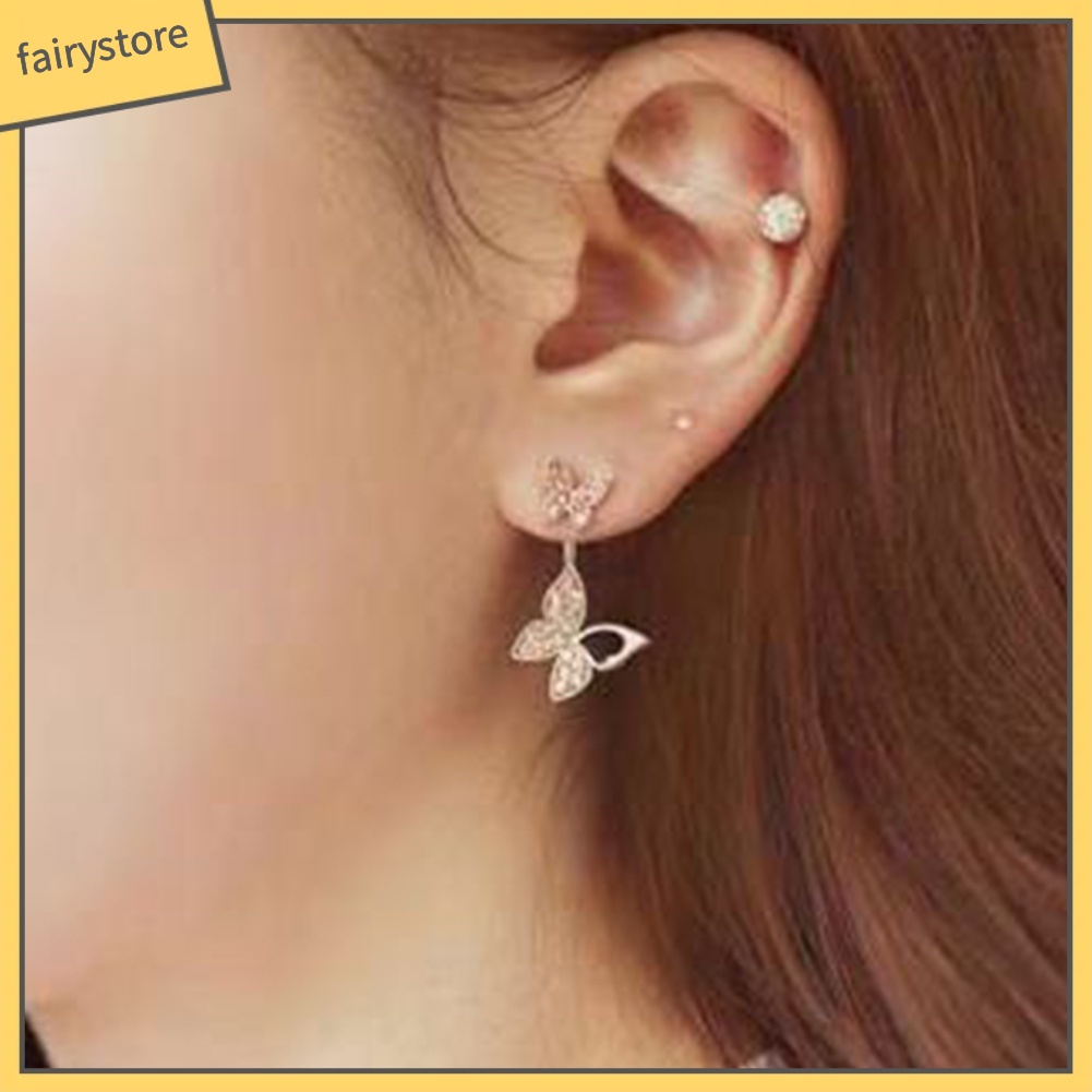 Bông Tai Hình Bướm Đính Đá Toàn Diện Dành Cho Nữ