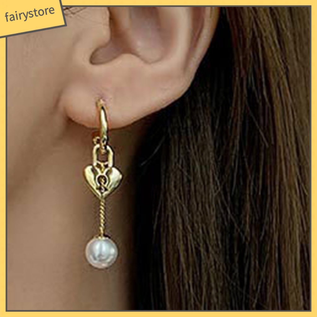 1 Đôi Bông Tai Hình Trái Tim Bằng Hợp Kim Dành Cho Nữ