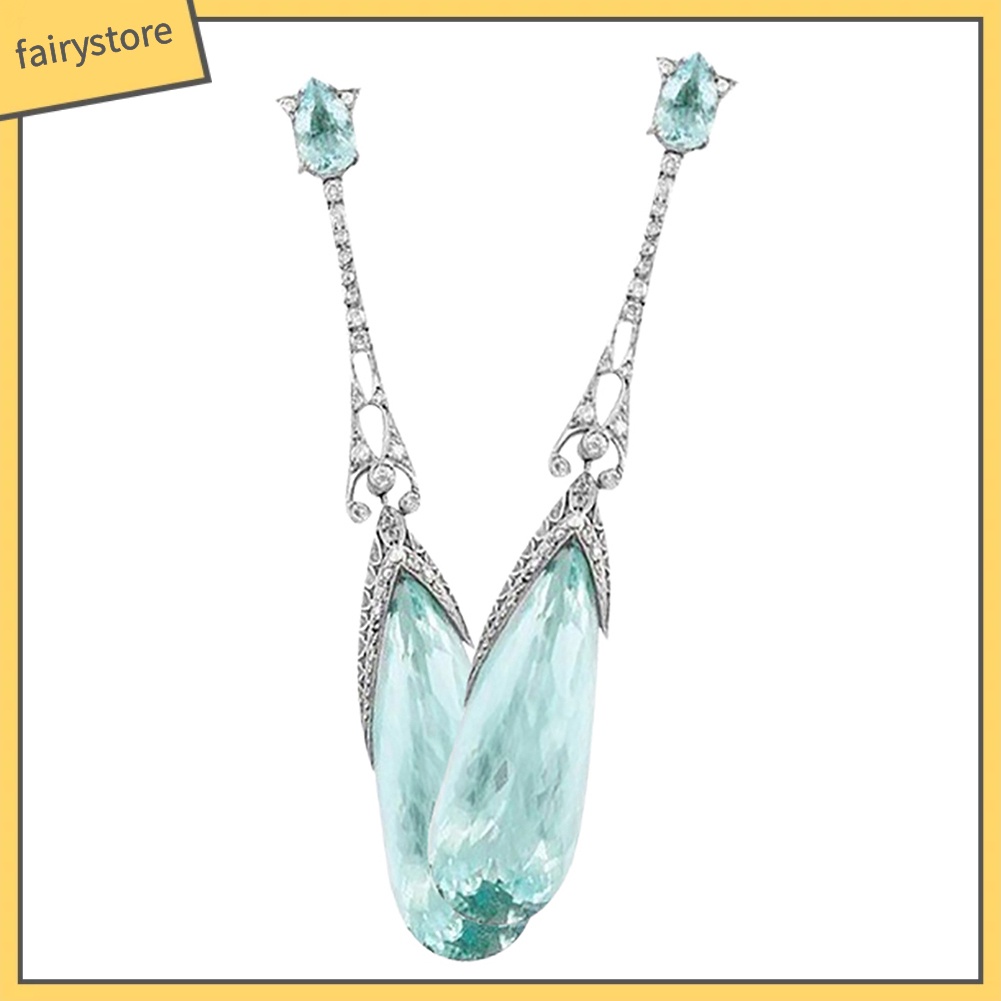 Bông Tai Hình Giọt Nước Đính Đá Topaz Giả Thời Trang Dành Cho Nữ