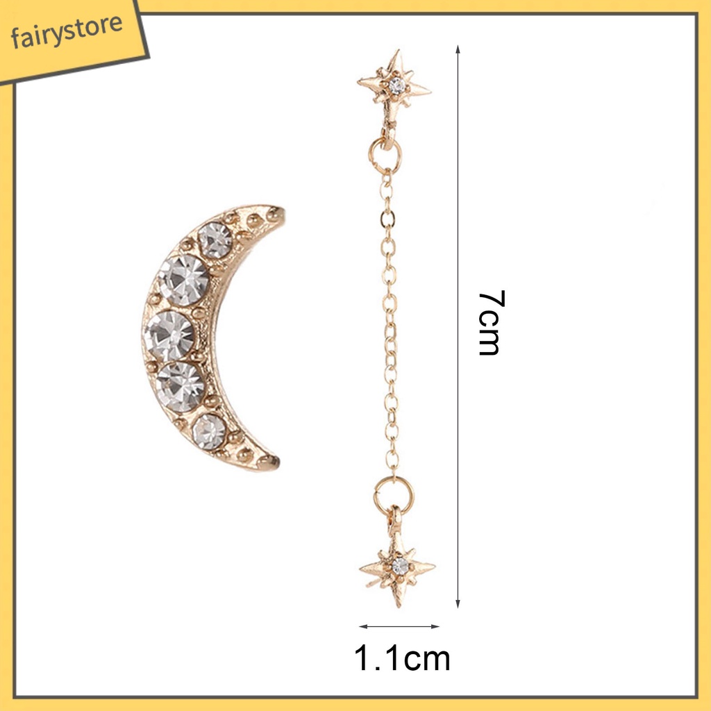 2 Bông Tai Hình Mặt Trăng / Ngôi Sao Bằng Hợp Kim Độc Đáo