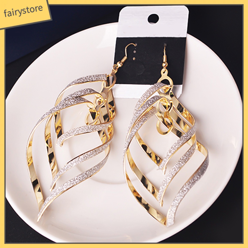 [FRO] Bông Tai Nhiều Lớp Dạng Móc Bằng Hợp Kim Tinh Tế Cho Tiệc Tùng