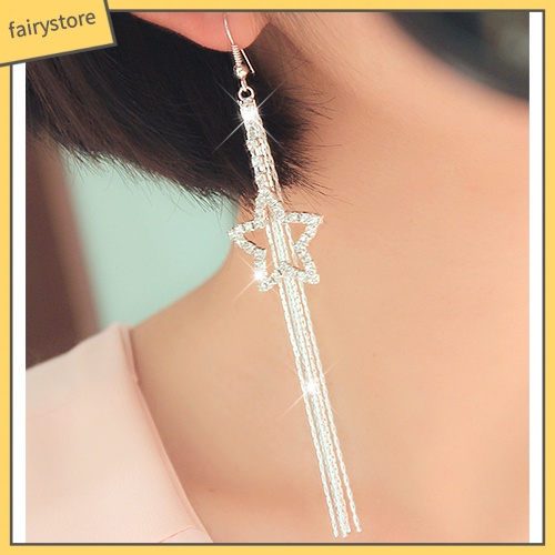 Bông Tai Dáng Dài Hình Ngôi Sao Đính Đá Thời Trang Cho Nữ [FRO]