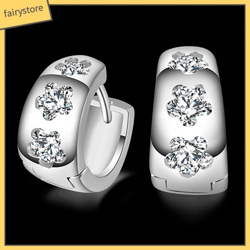 Bông Tai Mạ Bạc Hình Hoa Đính Đá Thời Trang Cho Nam Nữ