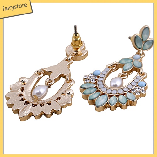 Bông Tai Đinh Tán Hình Hoa Bằng Acrylic Đính Kim Cương Giả &amp; Ngọc Trai Cho Nữ