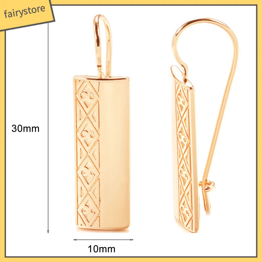 [FRO] 1 Đôi Bông Tai Móc Hình Chữ Nhật Bằng Hợp Kim Bắt Mắt Nghệ Thuật Cho Kỳ Nghỉ