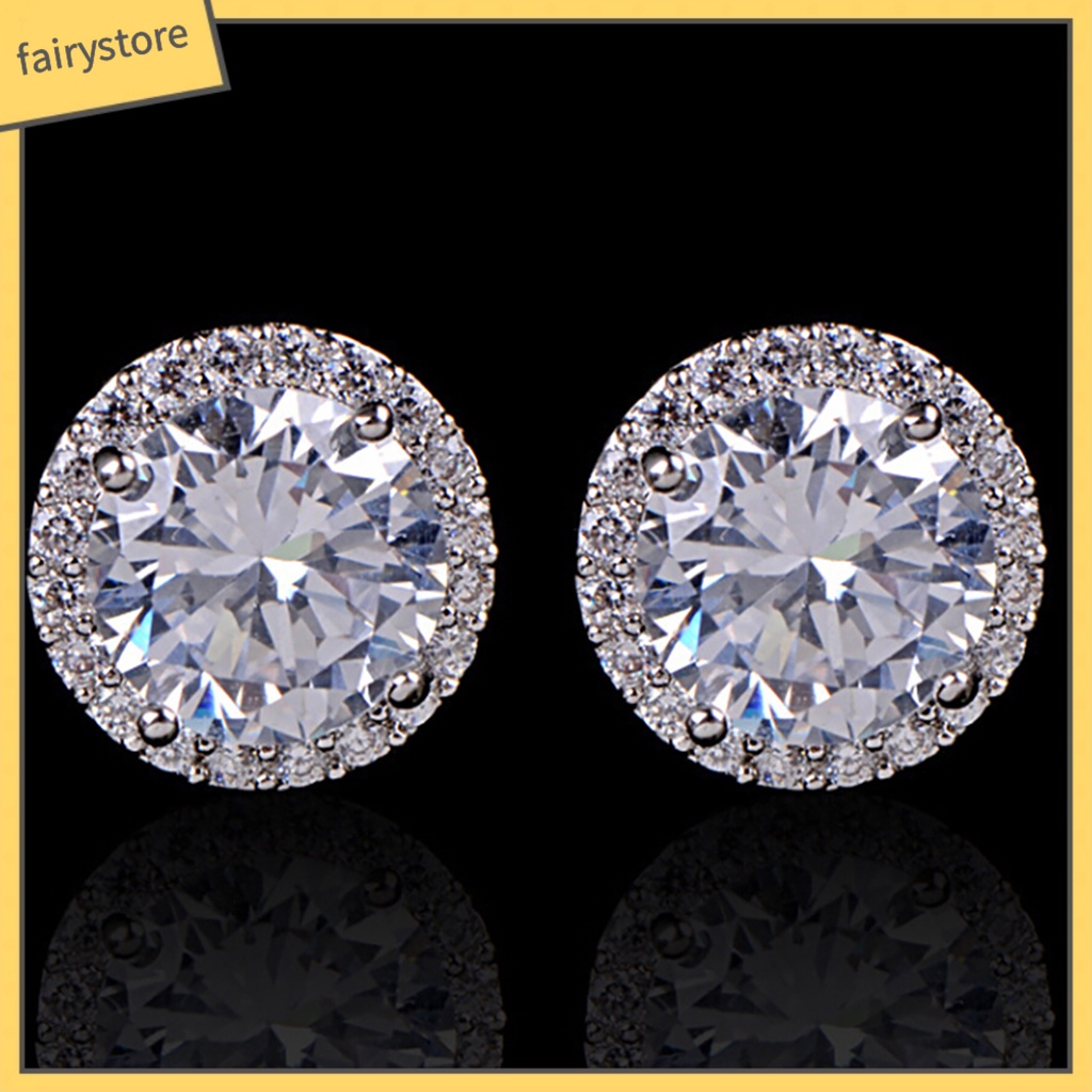 Bông Tai Mạ Bạc Đính Đá Zircon Thời Trang Dành Cho Nữ