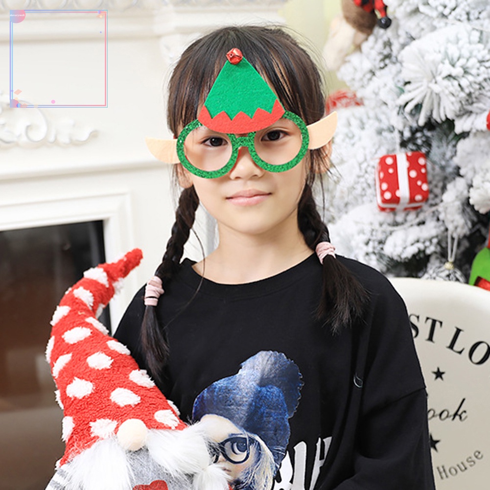 Bộ 3 Kính Gắn Nón Giáng Sinh Hình Yêu Tinh Hoạt Hình Trang Trí Tiệc