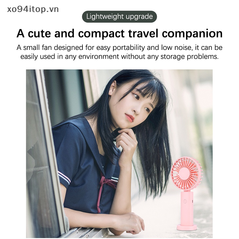 Quạt Điện USB Mini Cầm Tay Màu Hồng Dễ Thương Có Thể Sạc Lại