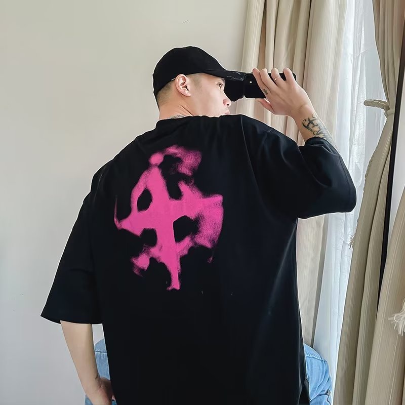 Áo Thun Ngắn Tay In Hình Đồ Chiên Phong Cách Âu Mỹ Cá Tính Dành Cho Nam