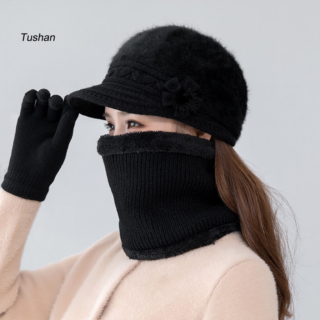 1 Bộ Găng Tay Và Mũ Len Chống Gió Thời Trang Mùa Đông