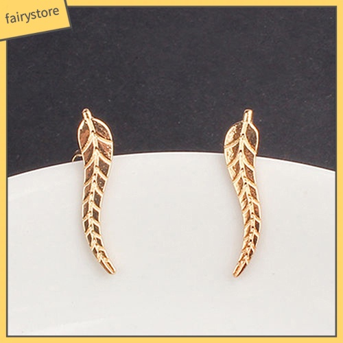 1 Đôi Bông Tai Hình Chiếc Lá Đính Đá Thời Trang Dành Cho Nữ