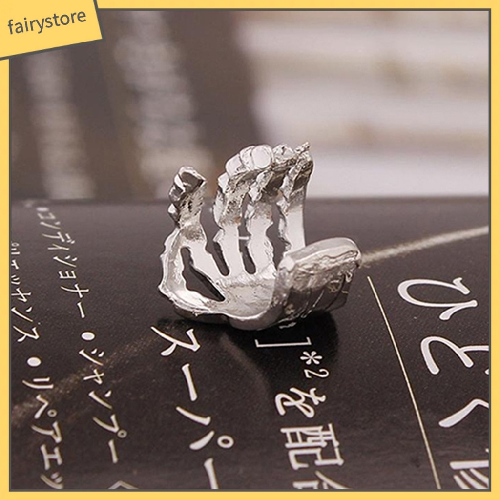 1 Khuyên Kẹp Vành Tai Hình Bộ Xương Bàn Tay Phong Cách Punk Unisex