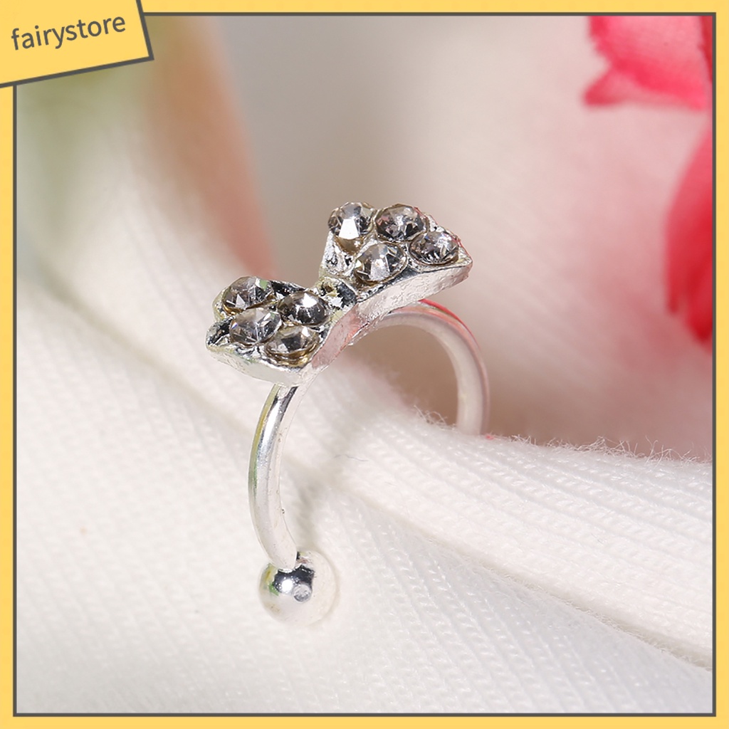 1 Khuyên Kẹp Vành Tai Hình Nơ Đính Đá Pha Lê Bằng Hợp Kim Thời Trang Cho Nữ