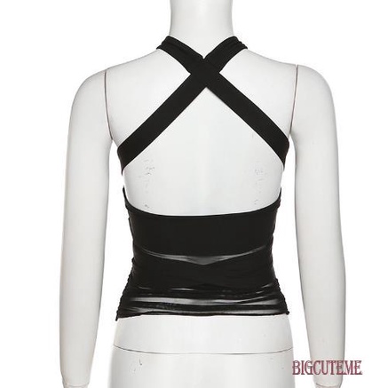 Áo Crop Top Hai Dây Chéo Hở Lưng Thời Trang Mùa Hè Dành Cho Nữ