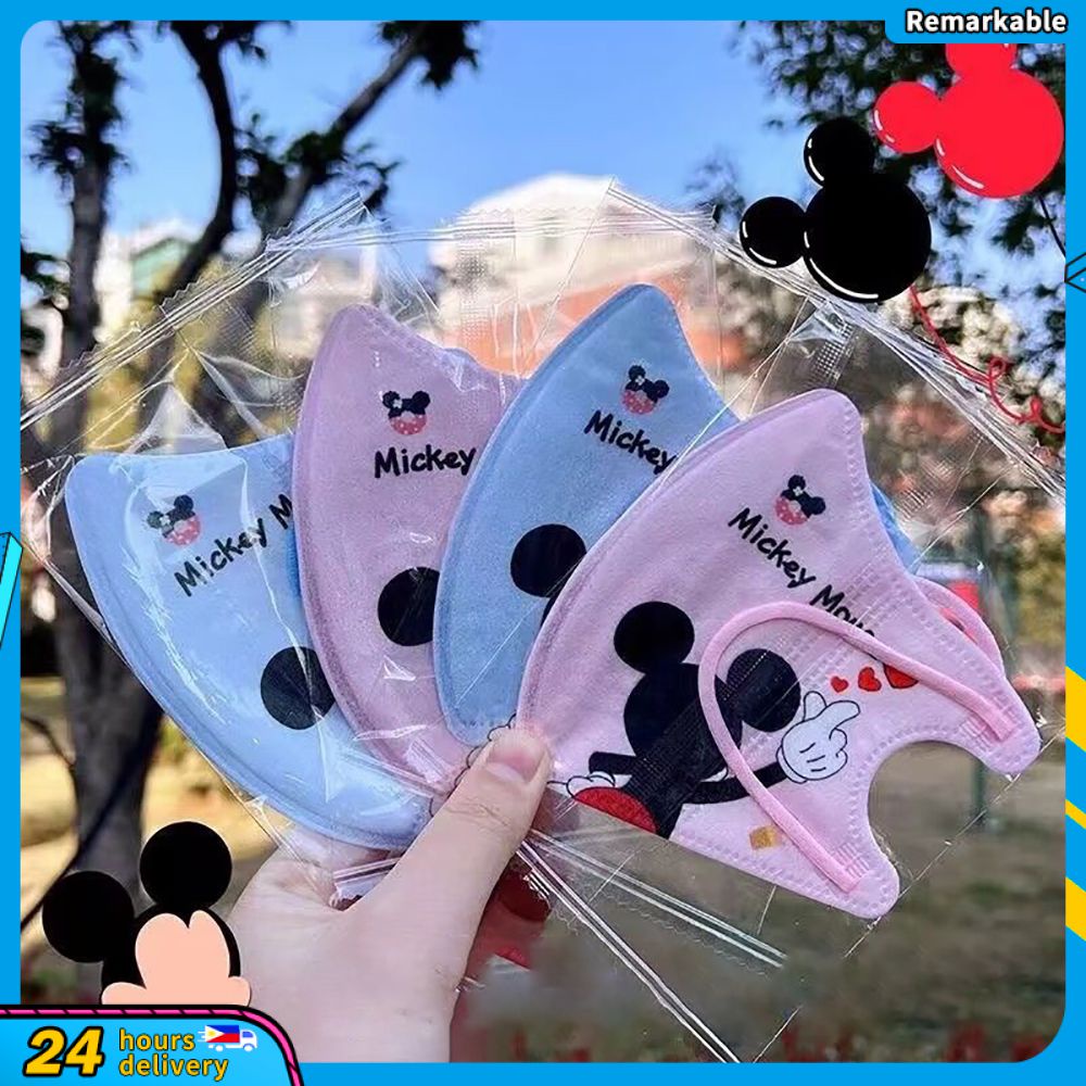 Set 10 Khẩu Trang 3D Bốn Lớp Thoáng Khí In Hình Mickey Dễ Thương Bảo Vệ Bốn Lớp Dành Cho Trẻ Em