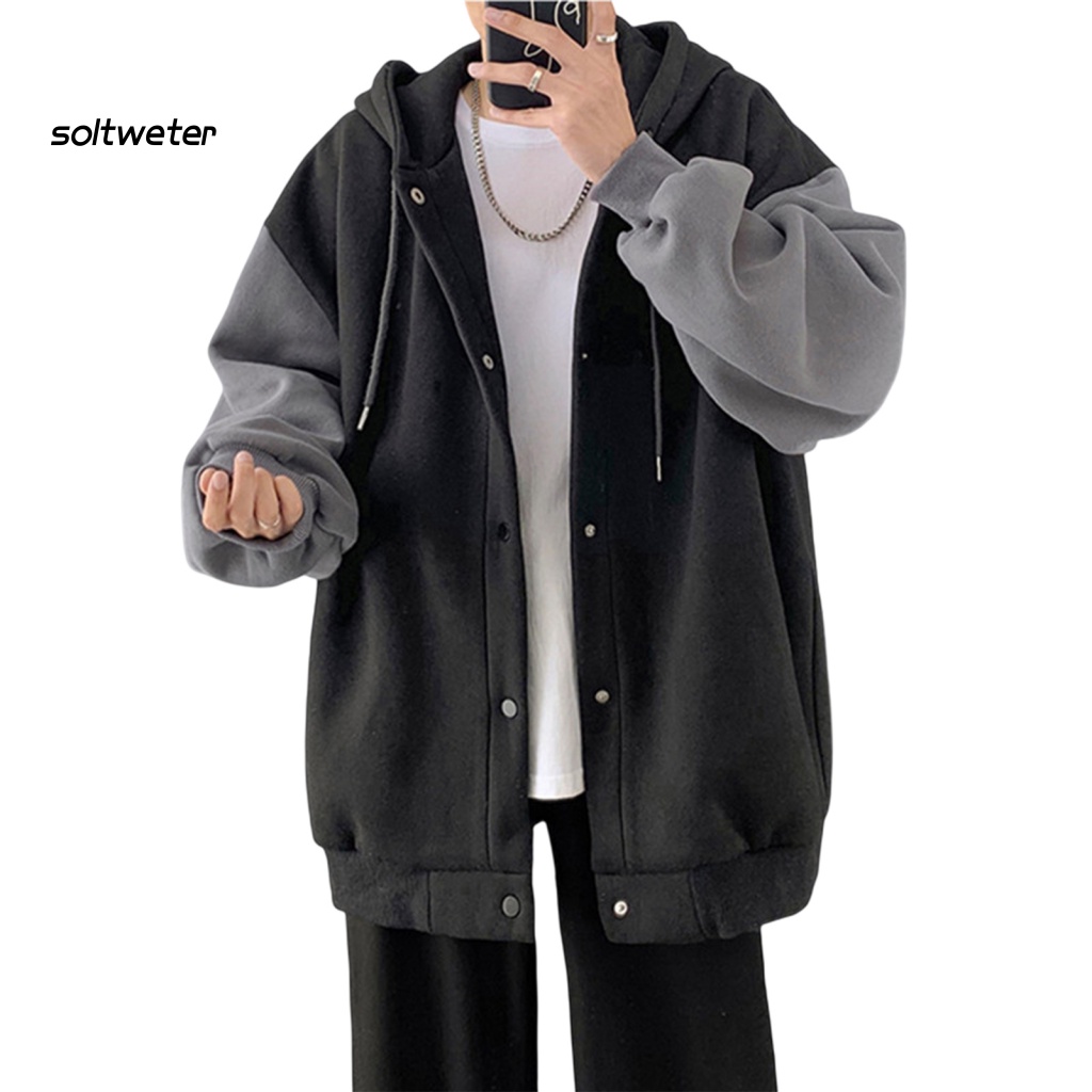 St Áo Khoác Dáng Rộng Tay Dài Chắp Vá Màu Khối Một Hàng Nút Thời Trang Xuân Thu Đường Phố Unisex