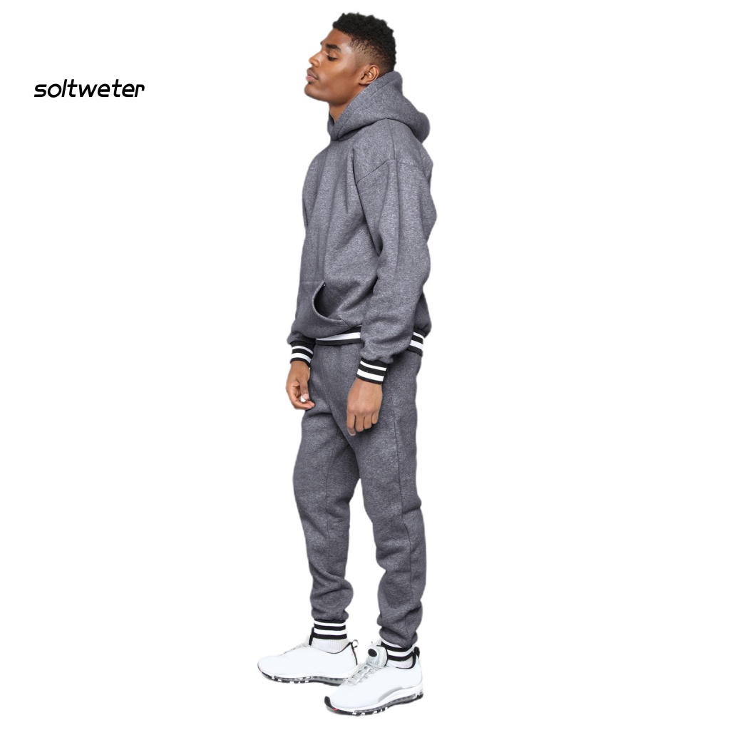 Set 1 Bộ Áo Hoodie + Quần Thể Thao Có Gân Màu Sắc Tương Phản Thời Trang Mùa Thu