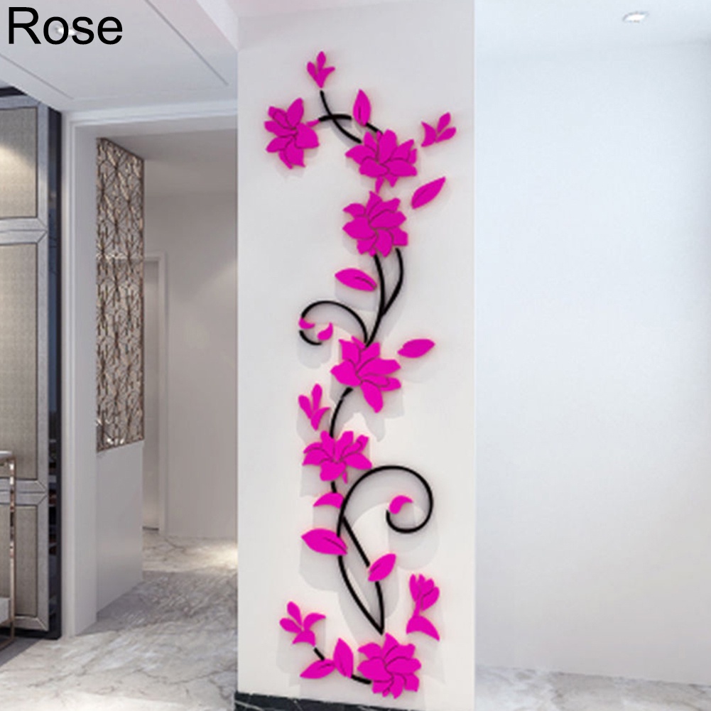 Miếng Dán Tường Trang Trí Hình Hoa Hồng 3D Lãng Mạn Bằng PVC Tháo Được