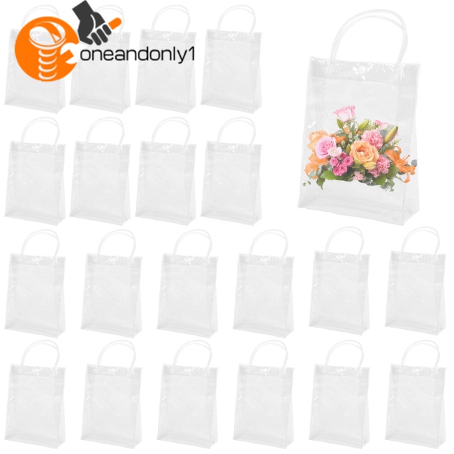 Set 10 Túi Tote Trong Suốt Có Tay Cầm Có Thể Tái Sử Dụng Kích Thước 23x17x7cm
