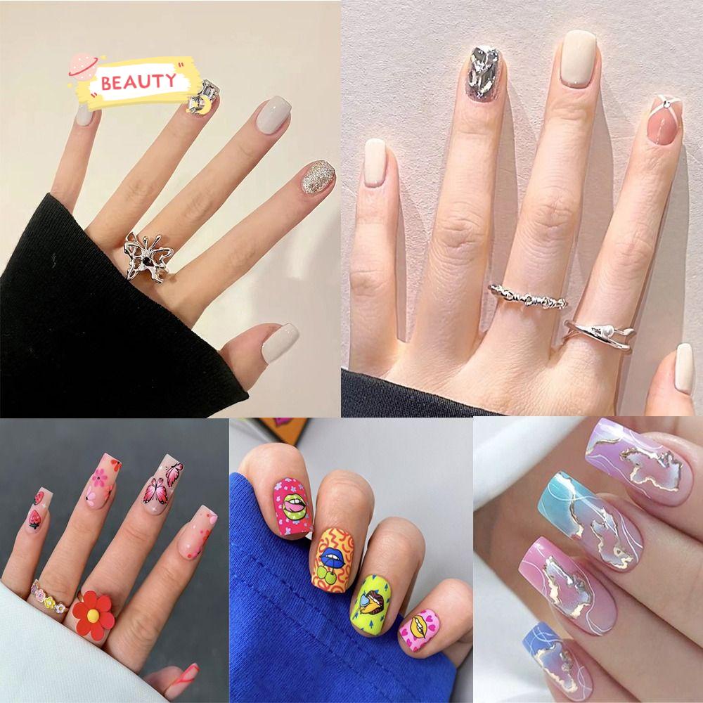 BEAUTY Bộ Móng Tay Giả Che Phủ Toàn Diện Đầu Vuông