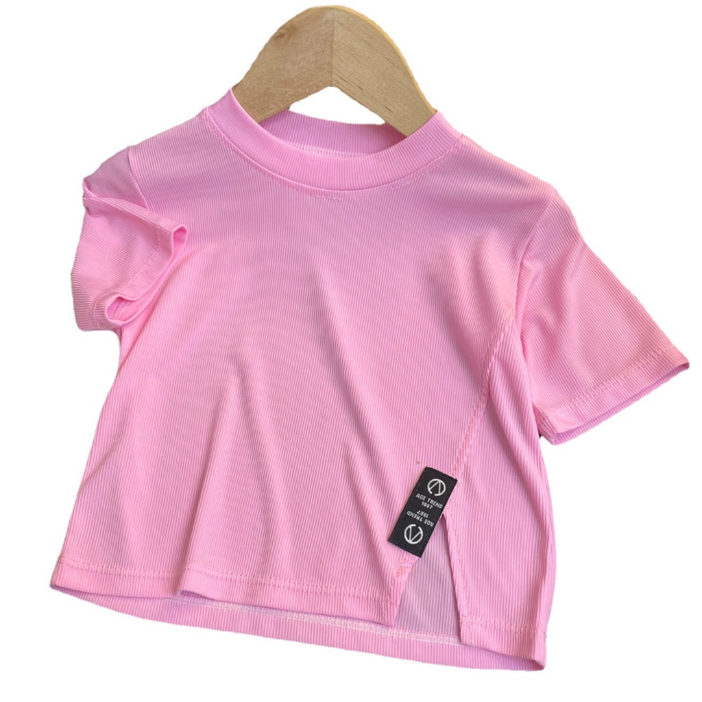 Áo Thun Tay Ngắn Cổ Tròn Màu Sắc Kẹo Ngọt Thời Trang Mùa Hè Dành Cho Bé Gái 80-140CM