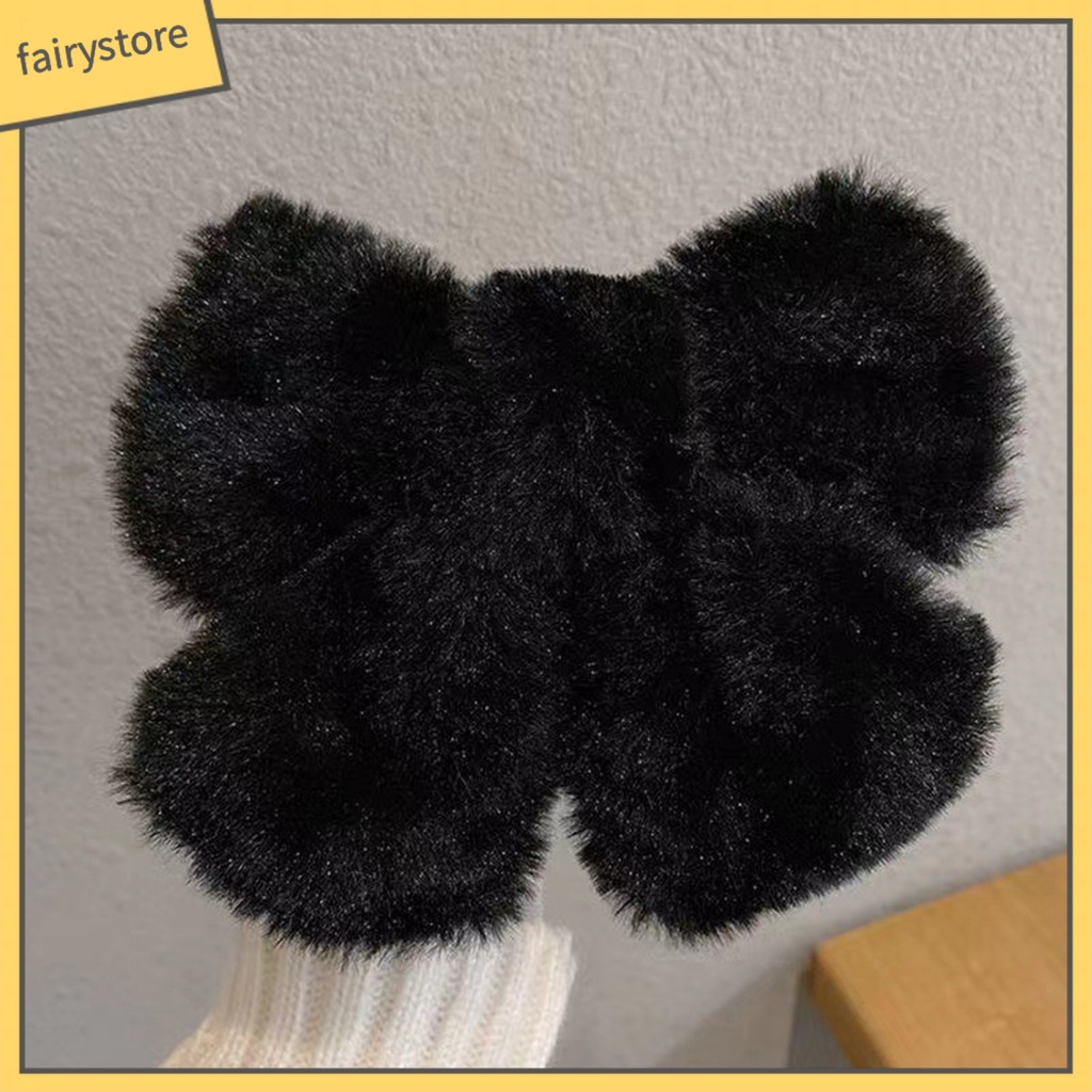 [FRO] Kẹp Tóc Đính Nơ Lớn Phủ Lông Co Giãn Không Trơn Nhẹ Nhàng Thủ Công Tinh Tế Trang Điểm Cho Bé Gái