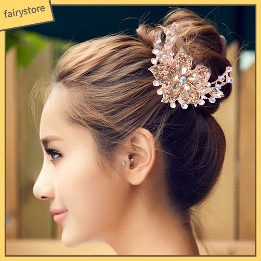 Lược Cài Tóc Năm Răng Đính Đá Lấp Lánh Chất Lượng Cao