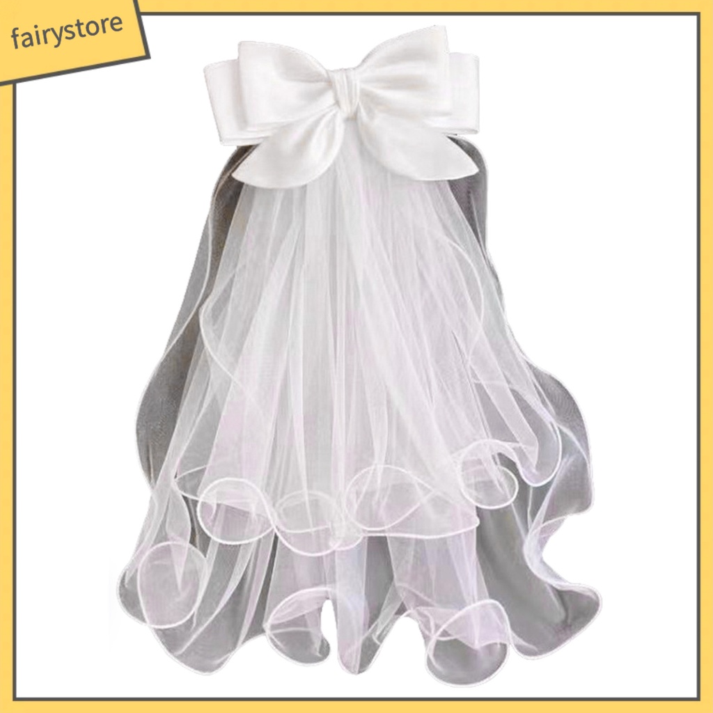 [FRO] Mạng Che Mặt Màu Trắng Dáng Dài Hai Lớp Tạo Kiểu Tóc Đẹp Thu Hút Thanh Lịch Cho Cô Dâu