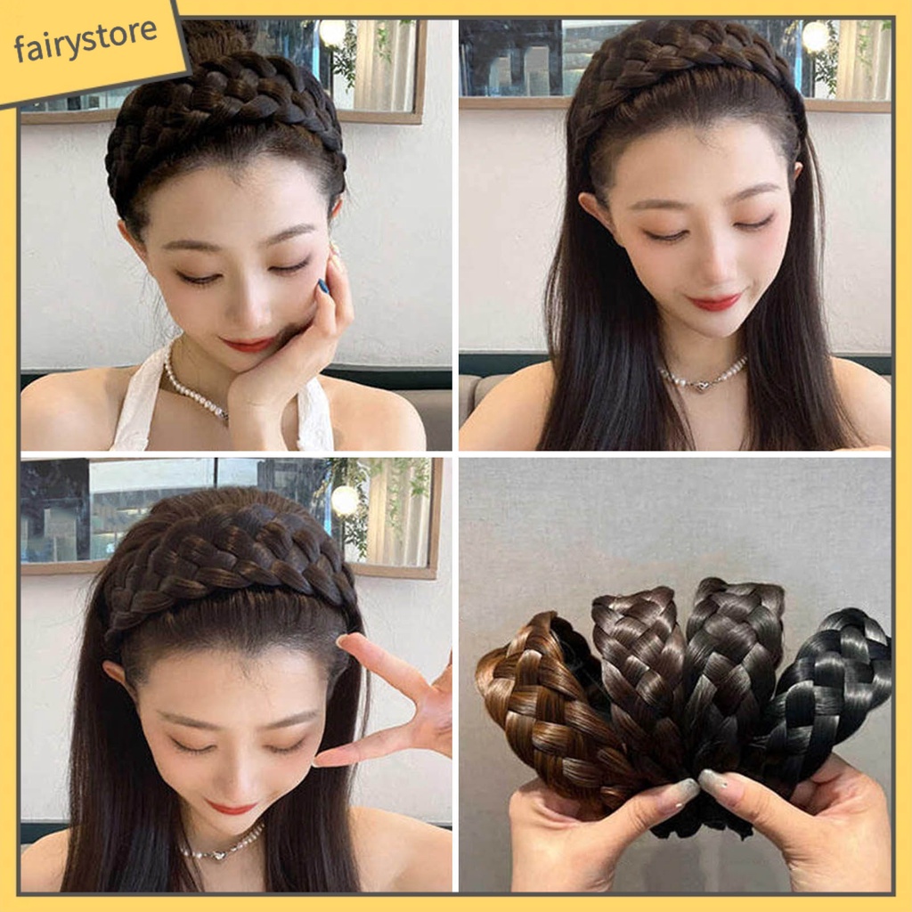 Băng Đô Cài Tóc Giả Thắt Bím Bằng Acrylic Co Giãn Tốt Thời Trang Cho Nữ