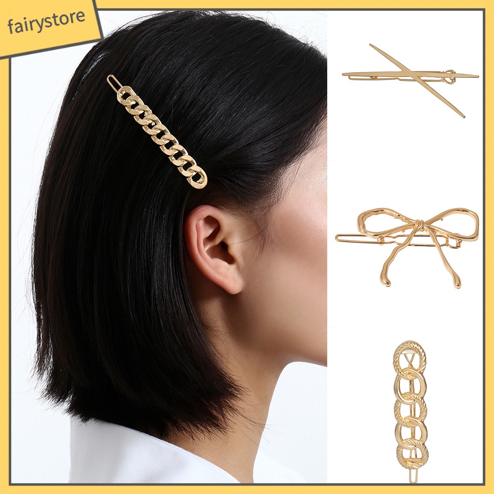 Kẹp Tóc Nơ Phối Chuỗi Xích Thời Trang Cho Nữ