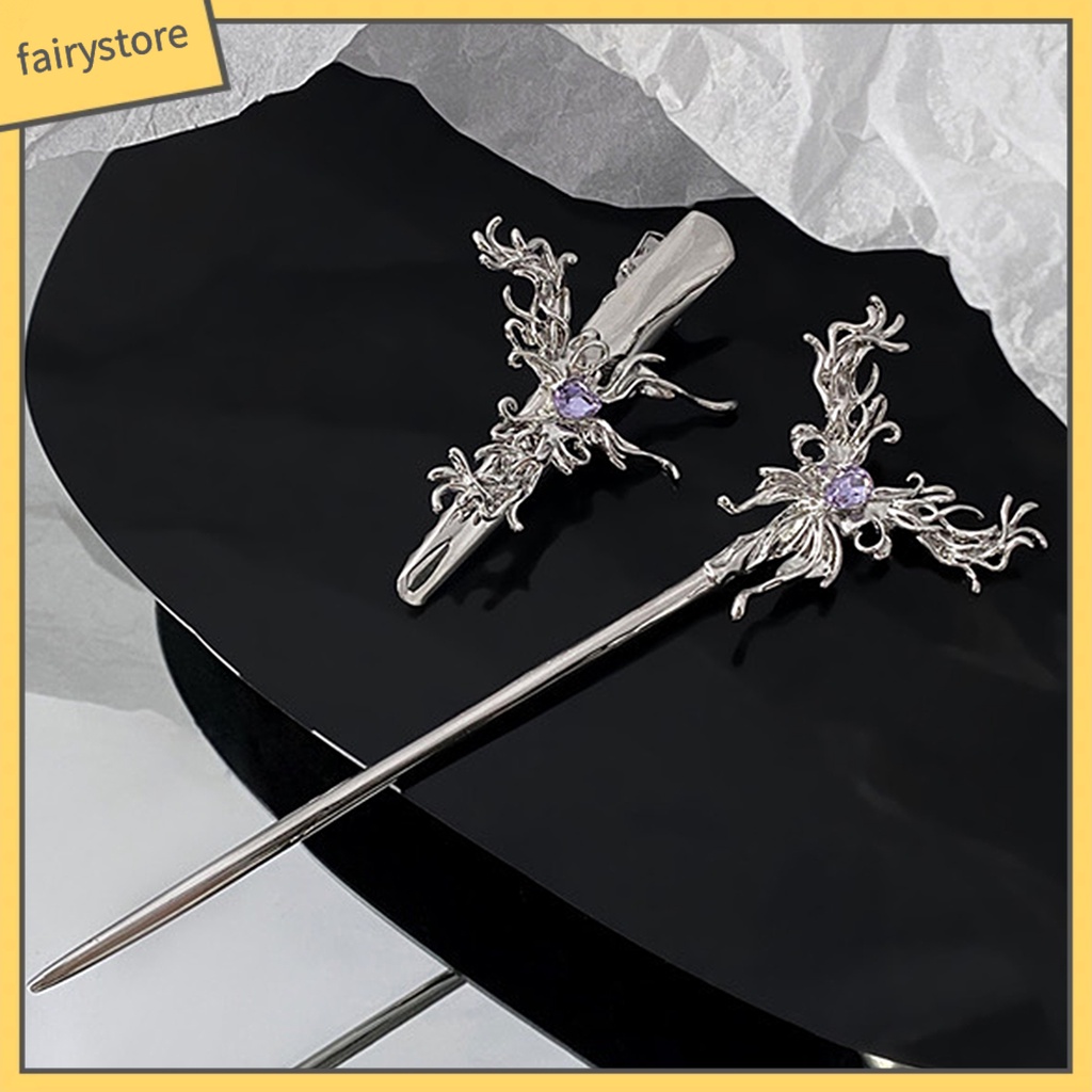 Trâm Cài Tóc Mạ Điện Hình Bướm Đính Đá Cổ Điển Cho Nữ