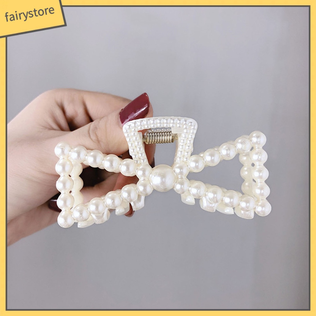 Kẹp Tóc Càng Cua Lớn Đính Ngọc Trai Giả Thanh Lịch Cho Nữ