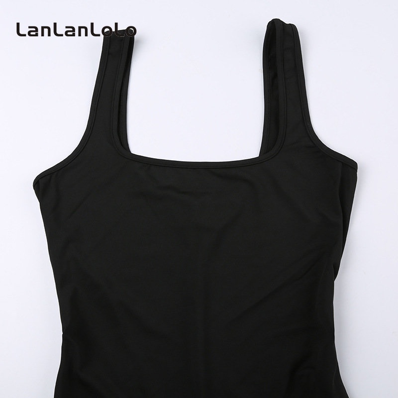 Jumpsuit Cổ Vuông Hở Lưng Màu Trơn Đơn Giản Thoải Mái Thời Trang Cho Nữ 2023