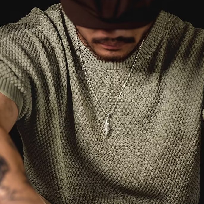 Áo Thun Dệt Kim Tay Lửng Họa Tiết Quả Dứa Ba Chiều Phong Cách Retro Mỹ Hiện Đại