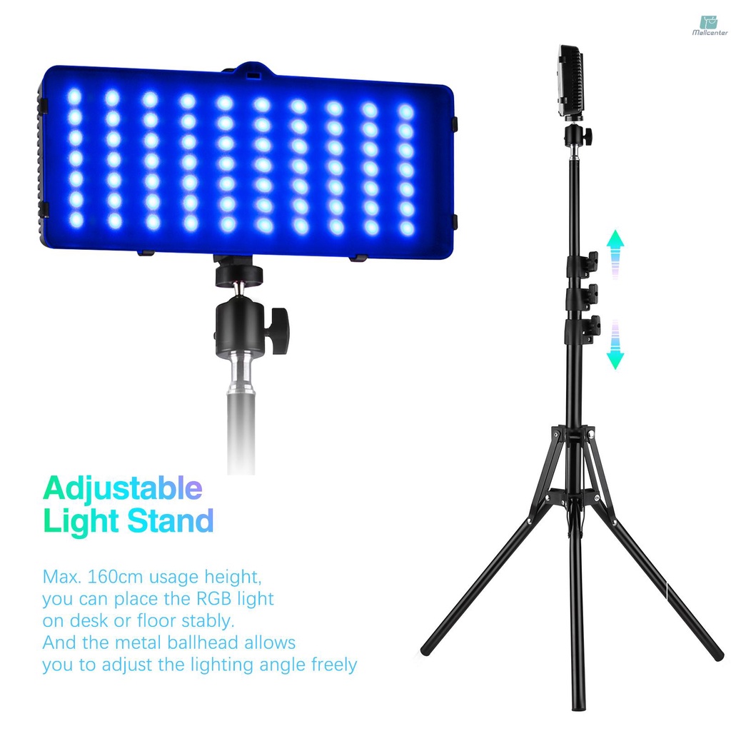 Andoer RGB LED Video Light Kit Including 2 * RGB Lights + 2 * 160cm Light Stands + 2 * Flexible Ballheads for Vlog Live Streaming Filming Portrait Product Photography 2600K-6000K Dimmable USB Powered